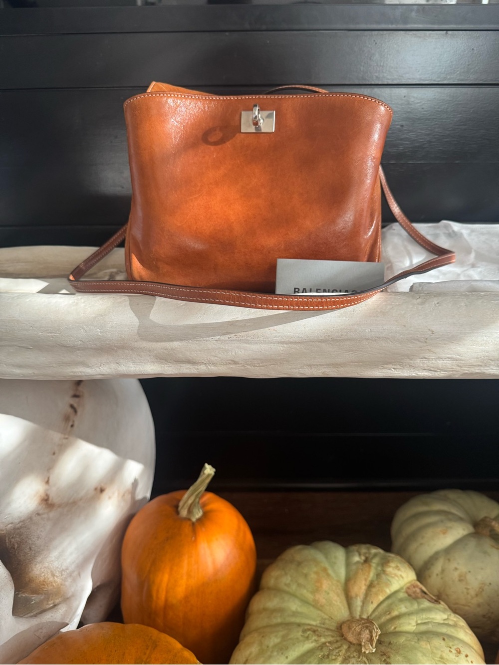 Balenciaga mini cowboy tan leather brown rodeo bag gently used